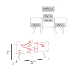 English Elm Fredonia 65" TV Stand Wengue - Contemporary Hairpin Legs, Open Shelves, Scratch-Resistant Finish B128P314796
