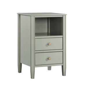 English Elm Winston 2-Drawer Storage Nightstand with Brushed Gold Knobs, Open Shelf, Fluted Legs, No Assembly Antique Grey B050P376956