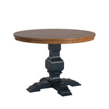 Homelegance By Top-Line Juliette Two-Tone Round Solid Wood Top Dining Table Blue Rubberwood