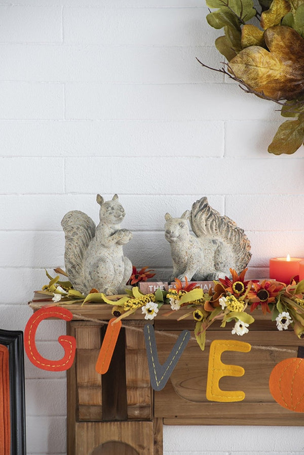 English Elm Set Of 2 Rustic Resin Squirrels - Charming Fall Decor For Thanksgiving, Harvest Festivals & More! W2078P246117-GIGA