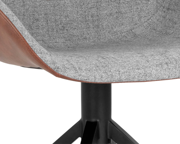Sunpan Mccoy Swivel Dining Chair - Masculine Charm with Unique Two-Toned Design for Modern Spaces November Grey / Cinnamon Brown