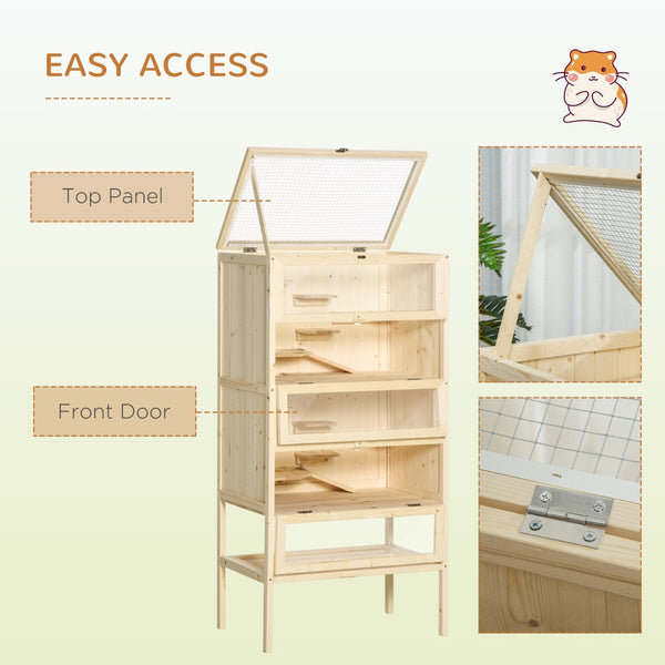 English Elm Pawhut 5-Tier Wooden Hamster Cage - Spacious Multi-Level Habitat With Easy Access And Storage Shelf W2225P217532-GIGA