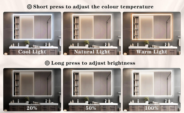 English Elm 60x40 LED Bathroom Mirror with Aluminum Frame, IP44 Waterproof, 3-Mode Touch Dimmer, Plug or Hardwire W708P235376