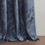 SunSmart Amelia  Knitted Jacquard Paisley Total Blackout Grommet Top Curtain Panel SS40-0206 Navy