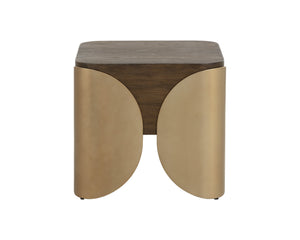 Sunpan Amarula Side Table - Modern Angular Design With Timeless Timber Effect And Stylish Brass Legs Brown Concrete 111593