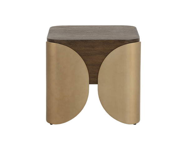 Sunpan Amarula Side Table - Modern Angular Design With Timeless Timber Effect And Stylish Brass Legs Brown Concrete 111593