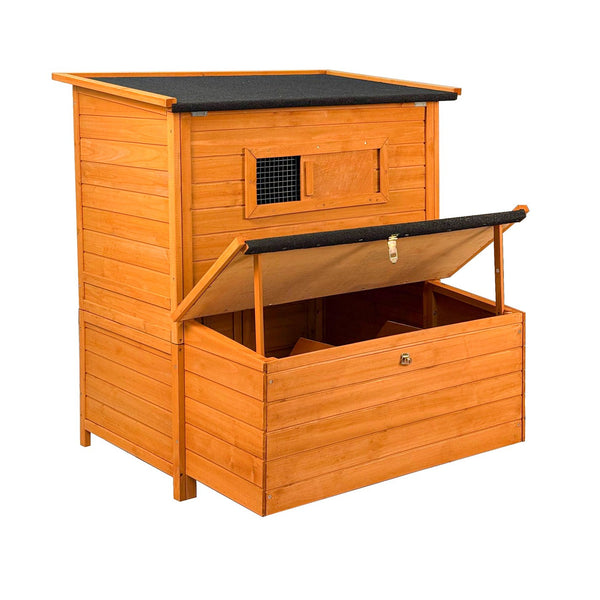 English Elm Chicken Coop Spruce Wood Double House for 8 Birds with Nesting Boxes Flip Roof W3166P436704