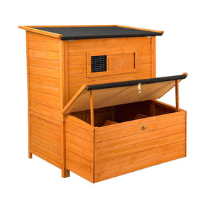 English Elm Chicken Coop Spruce Wood Double House for 8 Birds with Nesting Boxes Flip Roof W3166P506394