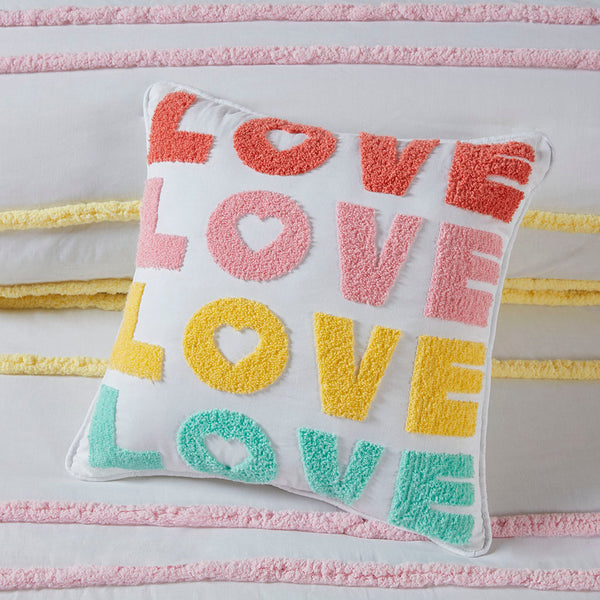 JLA Home Urban Habitat Kids - Cotton playful chenille-trim duvet set with yellow reverse, antimicrobial finish, machine washable comfort 88 L x 88 W x 0.13H UHK12-0173