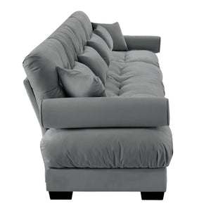 English Elm Super Comfort Oversized Modular Velvet Sectional Sofa – Luxurious Cloud-Like Seating With Arm Support W714S01128-GIGA