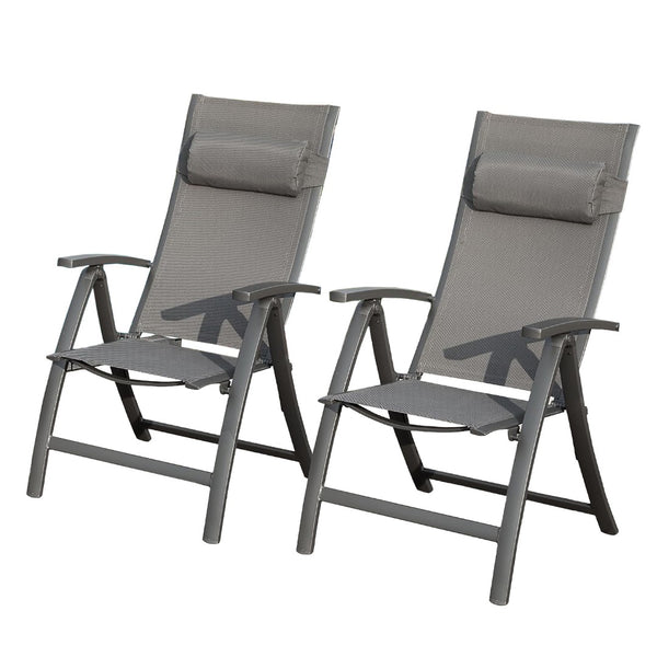English Elm Patio Folding Chairs Set Of 2 – Lightweight, Ergonomic, Textilene Fabric For Ultimate Outdoor Comfort W1859P321614-GIGA