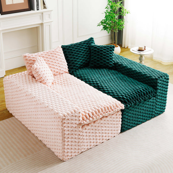 English Elm Luxury Color-Block Turtle Velvet Multifunctional Sofa - Cozy Modular Design For Stylish Living Spaces W3371S00054