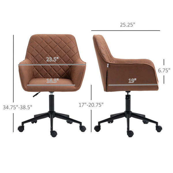 English Elm Vinsetto Stylish Mid Back Office Chair With Adjustable Height, Padded Armrests & Diamond Design, Brown W2225P229591-GIGA