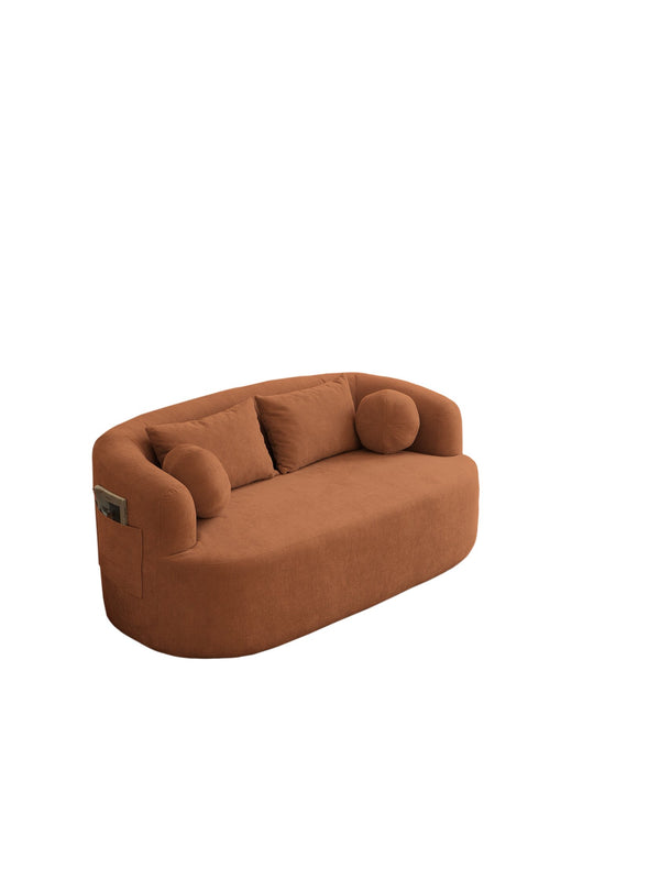 English Elm Sofa-in-a-box, Chenille Loveseat Frameless Foam 2 Seater for Modern Living Spaces Orange W668P381894