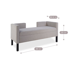 English Elm 50"ottoman Upholstered Bench with Bolster Pillows Fluted Wood Legs Bedroom Entryway W5325P426810