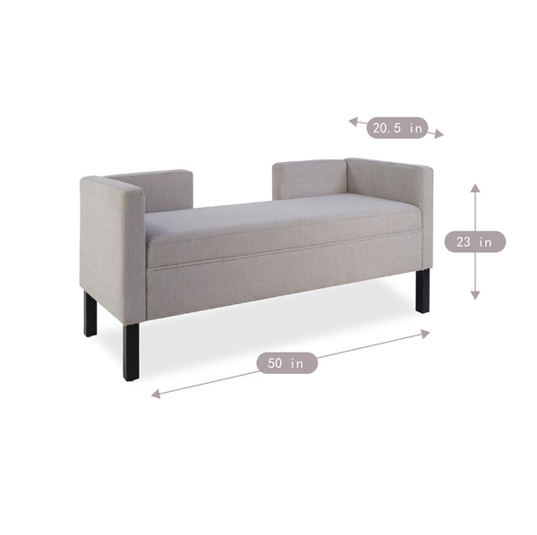 English Elm 50"ottoman Upholstered Bench with Bolster Pillows Fluted Wood Legs Bedroom Entryway W5325P426810