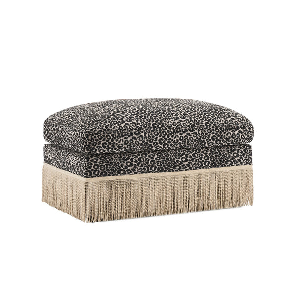 English Elm Ottoman Leopard Print Chenille Modular Sectional Sofa Tassel Trim Living Room Seating Khaki+Black W5656P454417