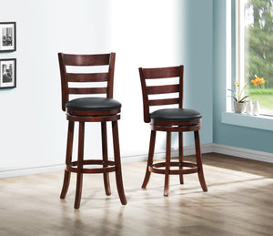 English Elm 360-Degree Swivel Counter Height Chair In Dark Cherry - Elegant, Comfortable, Solid Wood Design For Dining B011P220994