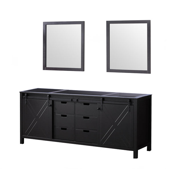 English Elm Brown Double Bath Vanity With Two Mirrors - Elegant 80" Wide Design, Ample Storage & Easy Install B2731S00573