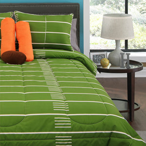 English Elm Field Goal 5Pc Twin Comforter Set Brown Polyester Reversible Bedding with Goal & Football Pillows, Kid-Friendly Sports Decor, Durable Cozy Fill B340P342007