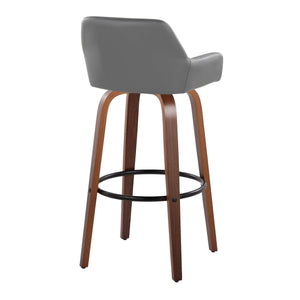 English Elm Daniella 30" Fixed-Height Barstools In Grey Faux Leather & Walnut Wood - Stylish Set Of 2 For Home B202S00556