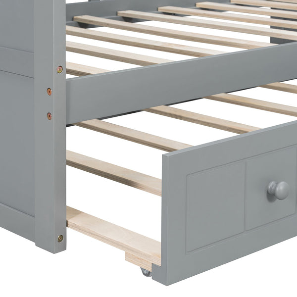 English Elm Twin Canopy Daybed with Pull Out Trundle Pinewood Frame for Kids or Guest Rooms N708P373423E
