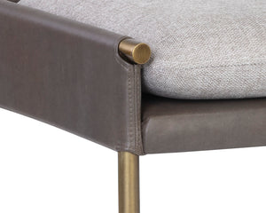 Sunpan Bellevue Upholstered Bench with Antique Brass Frame - Stylish, Unique Textures for Modern Spaces Belfast Heather Grey / Bravo Ash