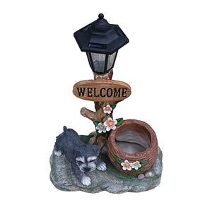 English Elm Schnauzer Solar Led Resin Planter Statue Outdoor Garden Accent for Patio Decor W5398P464236