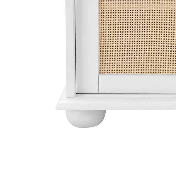 English Elm Clothes Hall Tree Storage Bench with Adjustable Shelves, Sliding Doors, Solid Poplar Feet & Shoe Bench White W2275P210040