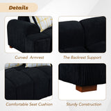 English Elm 103.9" Modern Couch Corduroy Fabric Comfy Sofa With Rubber Wood Legs, 4 Pillows For Living Room, Bedroom, Office, Black