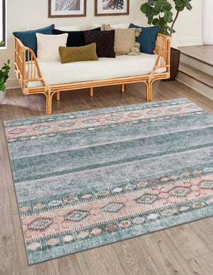 Unique Loom Timeless Verona Machine Made Geometric Rug Green, Brown/Ivory/Gray 7' 6" x 7' 7"
