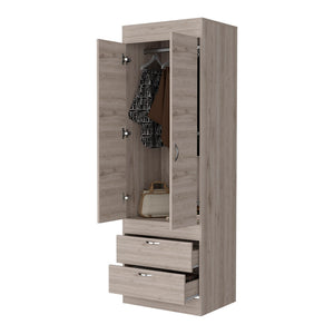 English Elm Alabama Light Gray Armoire with Rod & Shelf, 71" Tall, Two Drawers, Spacious Closet Storage — Ready-to-Assemble B128P176101