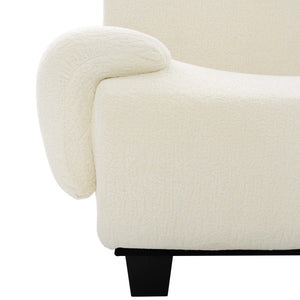 English Elm Oversized Chenille Chaise Lounge Deep Seat Sculptural Armrests Modern Living Room Retreat N763P326131A