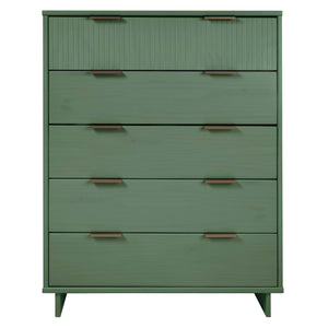 English Elm Granville 38" Sage Green Chest - Elegant 5-Drawer Storage With Gold Accents & Modern Design B365S00082
