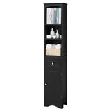 English Elm Tall Bathroom Cabinet, Freestanding Storage Cabinet With Drawer, Mdf Board, Adjustable Shelf, Black