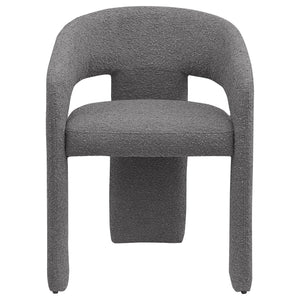 English Elm Cedral Grey Boucle Dining Arm Chair Set of 2 — Modern 3-Legged Upholstered Seats, Rounded Back Comfort, Stylish Contemporary Design B062P299826