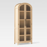 Chantelle Modern Arched Bookcase with Glass Doors Coastal Oak WECHA41OS3CO0 Walker Edison