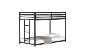 English Elm Adam Twin over Twin Bunk Bed Metal Black with Full Guardrails, Easy Assemble Slats & Floor Protectors B083P152996