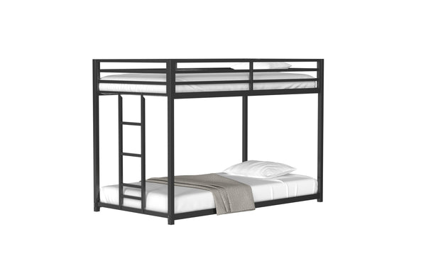 English Elm Adam Twin over Twin Bunk Bed Metal Black with Full Guardrails, Easy Assemble Slats & Floor Protectors B083P152996
