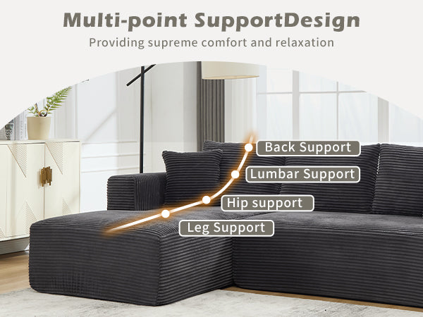 English Elm Modular Cloud Sectional with Oversized Chaise Memory Foam Fill for Living Rooms W3224S00008