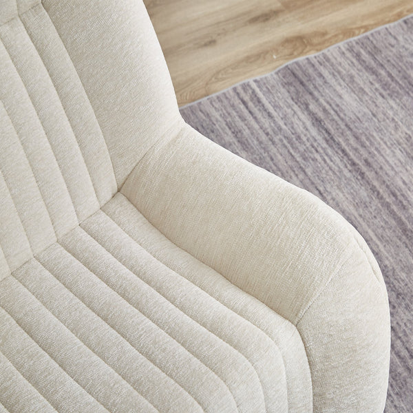 English Elm Bean Bean Bag Chair with Armrests Ergonomic Chenille Lounge Seat Filled with High-Resilience Sponge White W3434P329959