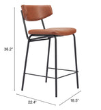 Charon Counter Stool - Set of 2 Vintage Brown 110262 Zuo Modern