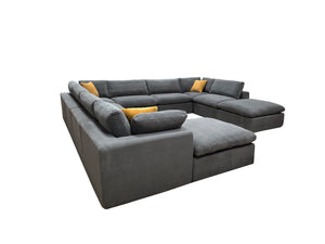 English Elm Coffee Bean Upholstered Modular Sectional with Toss Pillows for Modern Living Rooms B2748S00075