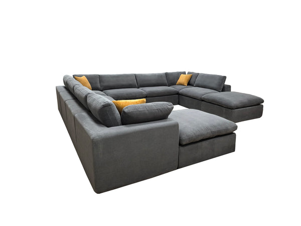 English Elm Coffee Bean Upholstered Modular Sectional with Toss Pillows for Modern Living Rooms B2748S00075