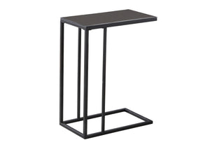 English Elm Accent C-Shaped Side Table with Thick Tempered Glass Top and Sturdy Metal Base for Living Rooms and Offices Black 26 L x 13 W x 5 H B2710P219182