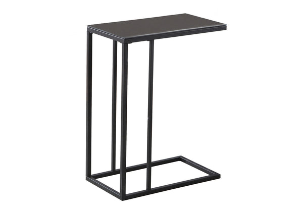 English Elm Accent C-Shaped Side Table with Thick Tempered Glass Top and Sturdy Metal Base for Living Rooms and Offices Black 26 L x 13 W x 5 H B2710P219182