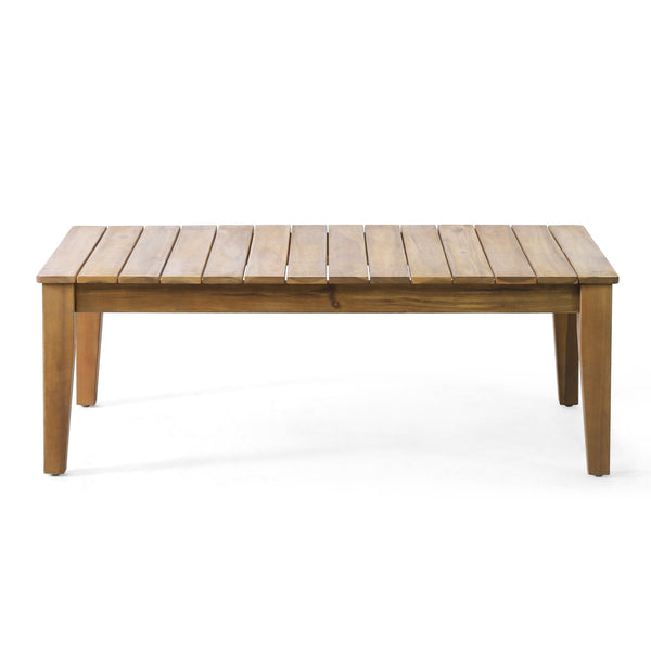 English Elm Christopher Knight Home® - Camak Acacia Wood Outdoor Loveseat & Coffee Table Set in Teak Beige — Weather-Resistant, 800lb Capacity 71702.00BGE