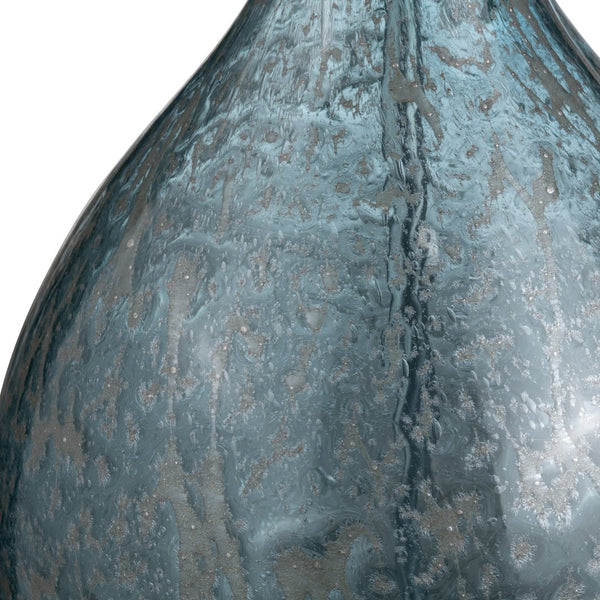 Crestview Collection 32.25"H Glass & Metal Table Lamp - Modern Blue Base, Sleek Silver Accents, White Shade For Elegance   Cvazbs122