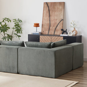 English Elm 104-Inch Corduroy Modular L Shaped Sectional Sofa with Plush Foam, No Assembly, Versatile Lounge Green W834S00388