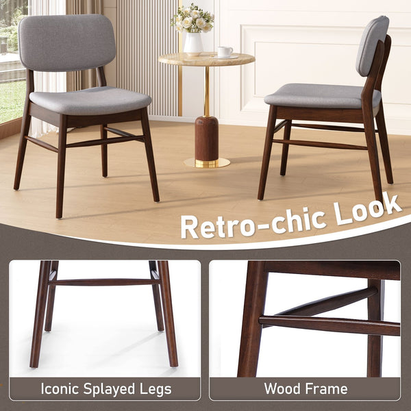 English Elm Christopher Knight Home® - Set Of 2 Mid-Century Dining Chairs - Walnut Frame & Light Gray Upholstery For Timeless Style N759P307029D